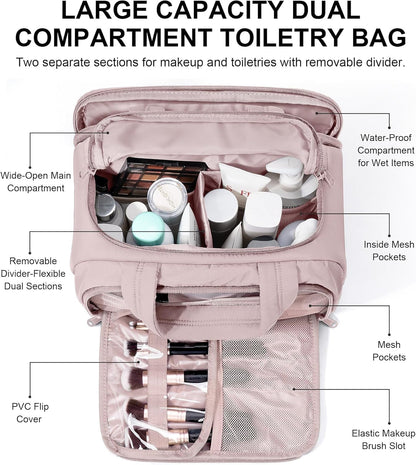 Travel Toiletry Bag for Women, Lightweight Large Quilted Puffy Makeup Bag Wide-open Make up Organizer Cloud Cosmetic Bag w/Handle for Traveling, Toiletries, Essentials, Accessories, Black