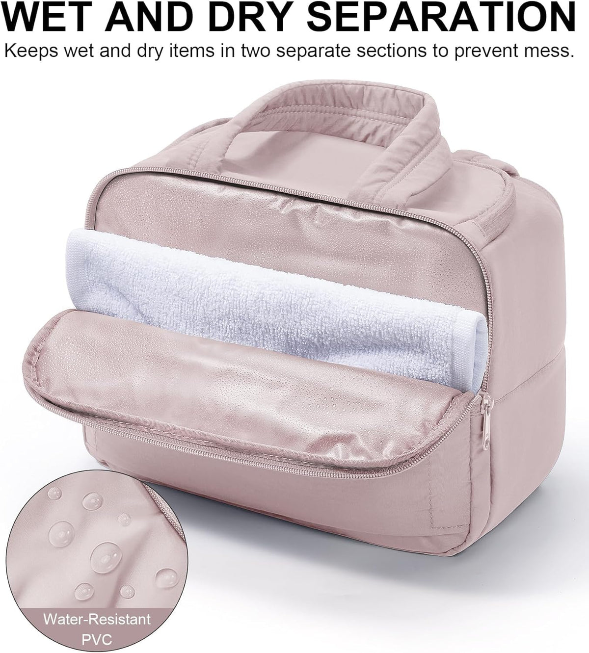 Travel Toiletry Bag for Women, Lightweight Large Quilted Puffy Makeup Bag Wide-open Make up Organizer Cloud Cosmetic Bag w/Handle for Traveling, Toiletries, Essentials, Accessories, Black