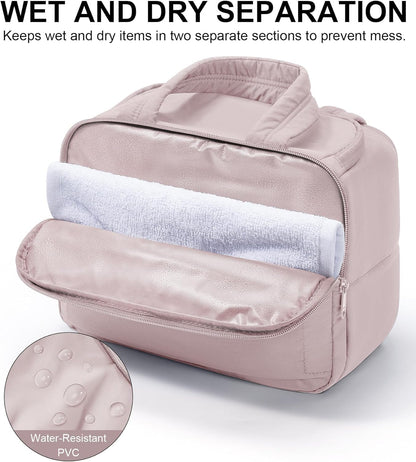 Travel Toiletry Bag for Women, Lightweight Large Quilted Puffy Makeup Bag Wide-open Make up Organizer Cloud Cosmetic Bag w/Handle for Traveling, Toiletries, Essentials, Accessories, Black