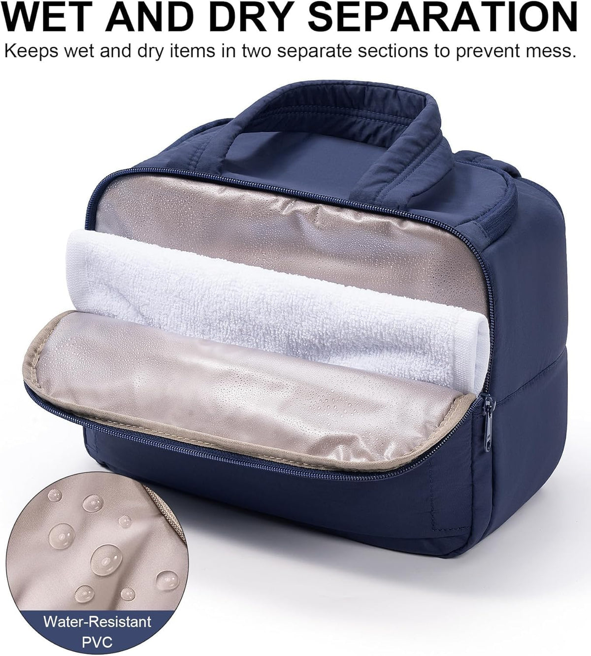 Travel Toiletry Bag for Women, Lightweight Large Quilted Puffy Makeup Bag Wide-open Make up Organizer Cloud Cosmetic Bag w/Handle for Traveling, Toiletries, Essentials, Accessories, Black