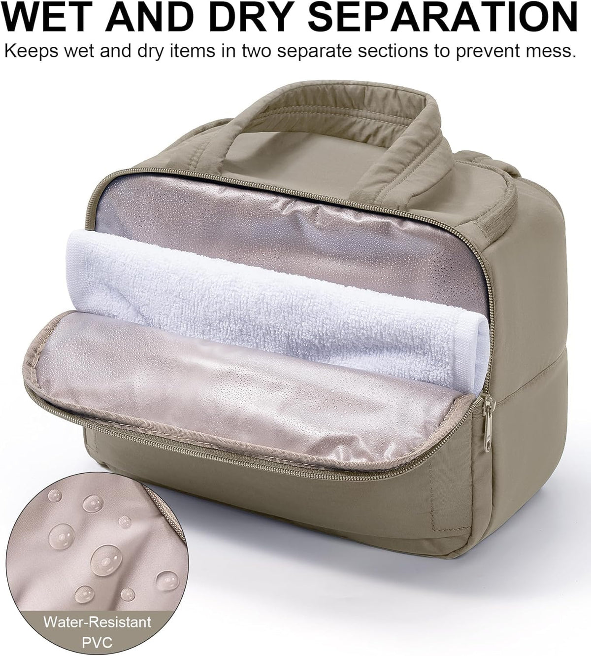 Travel Toiletry Bag for Women, Lightweight Large Quilted Puffy Makeup Bag Wide-open Make up Organizer Cloud Cosmetic Bag w/Handle for Traveling, Toiletries, Essentials, Accessories, Black