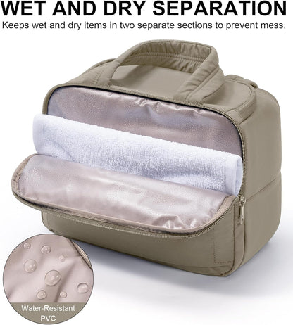 Travel Toiletry Bag for Women, Lightweight Large Quilted Puffy Makeup Bag Wide-open Make up Organizer Cloud Cosmetic Bag w/Handle for Traveling, Toiletries, Essentials, Accessories, Black