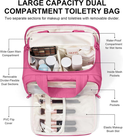 Travel Toiletry Bag for Women, Lightweight Large Quilted Puffy Makeup Bag Wide-open Make up Organizer Cloud Cosmetic Bag w/Handle for Traveling, Toiletries, Essentials, Accessories, Black