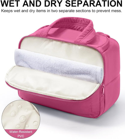 Travel Toiletry Bag for Women, Lightweight Large Quilted Puffy Makeup Bag Wide-open Make up Organizer Cloud Cosmetic Bag w/Handle for Traveling, Toiletries, Essentials, Accessories, Black