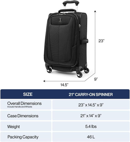 Maxlite 5 Softside Expandable Luggage with 4 Spinner Wheels, Lightweight Suitcase, Men and Women, Slate Green, Carry-on 21-Inch