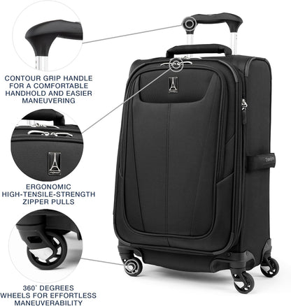 Maxlite 5 Softside Expandable Luggage with 4 Spinner Wheels, Lightweight Suitcase, Men and Women, Slate Green, Carry-on 21-Inch