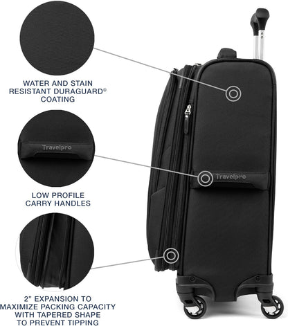 Maxlite 5 Softside Expandable Luggage with 4 Spinner Wheels, Lightweight Suitcase, Men and Women, Slate Green, Carry-on 21-Inch