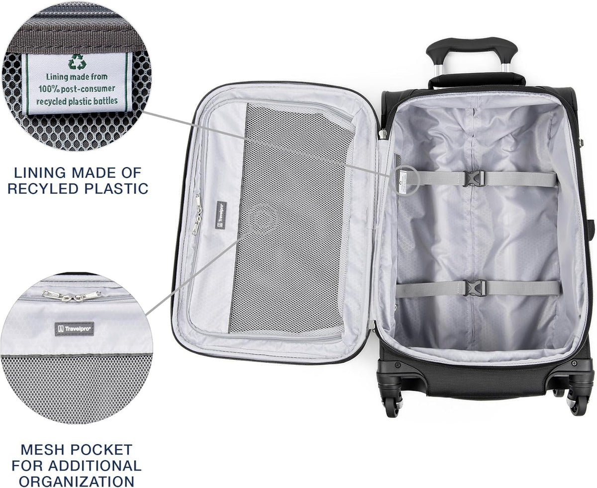 Maxlite 5 Softside Expandable Luggage with 4 Spinner Wheels, Lightweight Suitcase, Men and Women, Slate Green, Carry-on 21-Inch