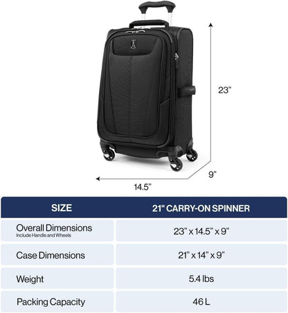 Maxlite 5 Softside Expandable Luggage with 4 Spinner Wheels, Lightweight Suitcase, Men and Women, Slate Green, Carry-on 21-Inch