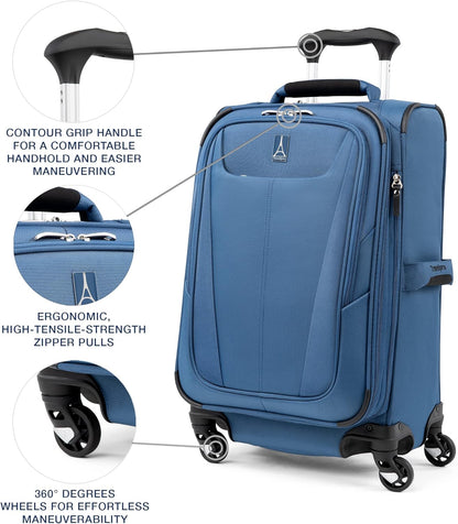 Maxlite 5 Softside Expandable Luggage with 4 Spinner Wheels, Lightweight Suitcase, Men and Women, Slate Green, Carry-on 21-Inch