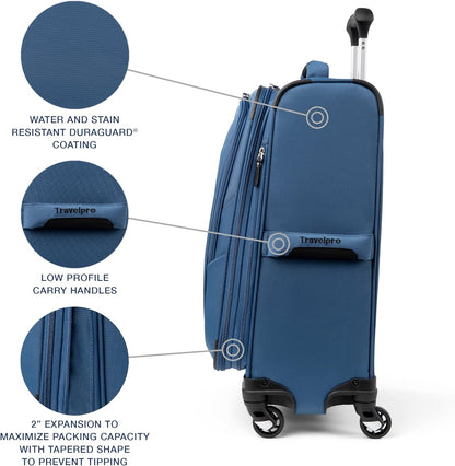 Maxlite 5 Softside Expandable Luggage with 4 Spinner Wheels, Lightweight Suitcase, Men and Women, Slate Green, Carry-on 21-Inch