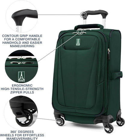Maxlite 5 Softside Expandable Luggage with 4 Spinner Wheels, Lightweight Suitcase, Men and Women, Slate Green, Carry-on 21-Inch