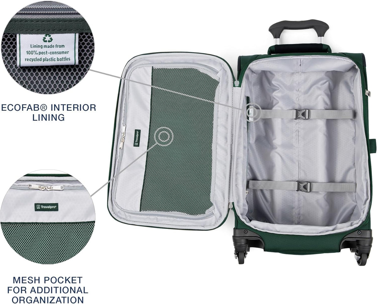 Maxlite 5 Softside Expandable Luggage with 4 Spinner Wheels, Lightweight Suitcase, Men and Women, Slate Green, Carry-on 21-Inch