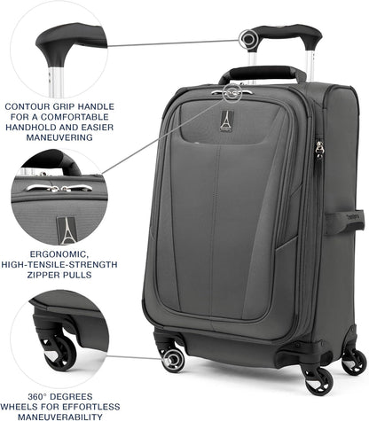Maxlite 5 Softside Expandable Luggage with 4 Spinner Wheels, Lightweight Suitcase, Men and Women, Slate Green, Carry-on 21-Inch