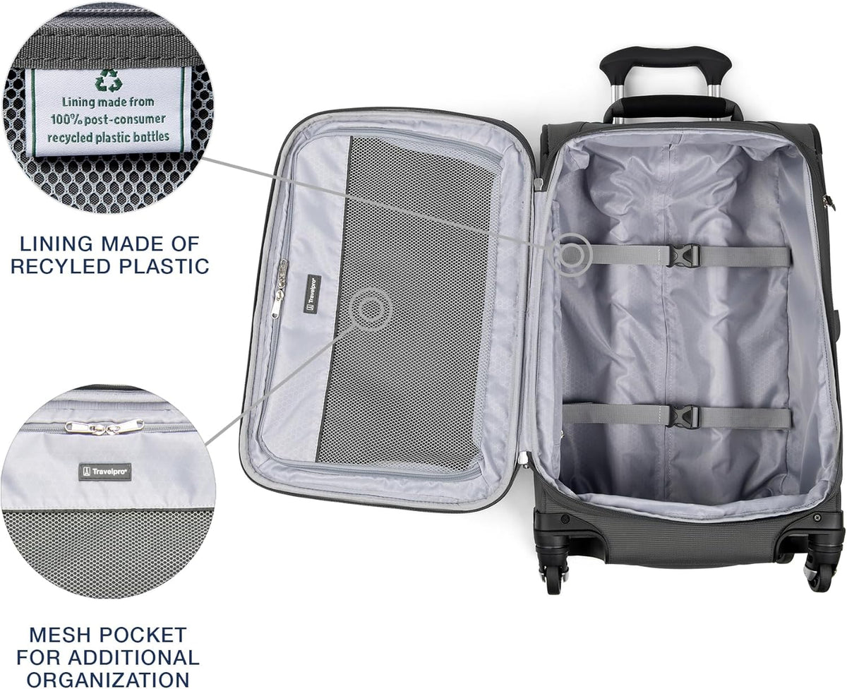 Maxlite 5 Softside Expandable Luggage with 4 Spinner Wheels, Lightweight Suitcase, Men and Women, Slate Green, Carry-on 21-Inch