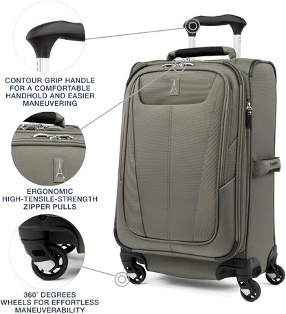Maxlite 5 Softside Expandable Luggage with 4 Spinner Wheels, Lightweight Suitcase, Men and Women, Slate Green, Carry-on 21-Inch
