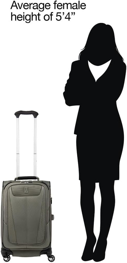 Maxlite 5 Softside Expandable Luggage with 4 Spinner Wheels, Lightweight Suitcase, Men and Women, Slate Green, Carry-on 21-Inch