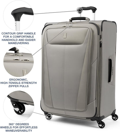 Maxlite 5 Softside Expandable Luggage with 4 Spinner Wheels, Lightweight Suitcase, Men and Women, Slate Green, Carry-on 21-Inch