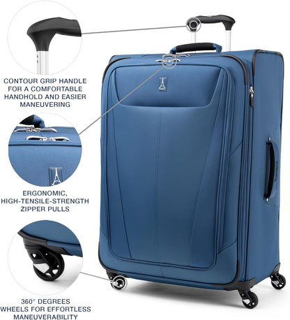 Maxlite 5 Softside Expandable Luggage with 4 Spinner Wheels, Lightweight Suitcase, Men and Women, Slate Green, Carry-on 21-Inch
