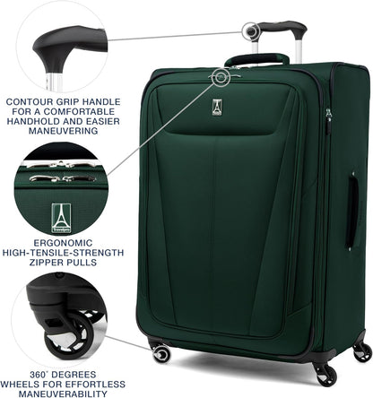 Maxlite 5 Softside Expandable Luggage with 4 Spinner Wheels, Lightweight Suitcase, Men and Women, Slate Green, Carry-on 21-Inch
