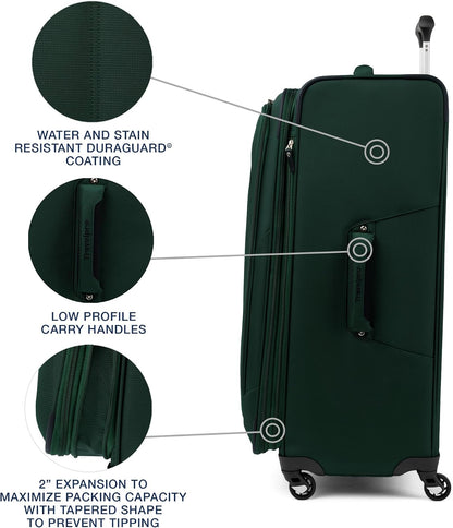 Maxlite 5 Softside Expandable Luggage with 4 Spinner Wheels, Lightweight Suitcase, Men and Women, Slate Green, Carry-on 21-Inch
