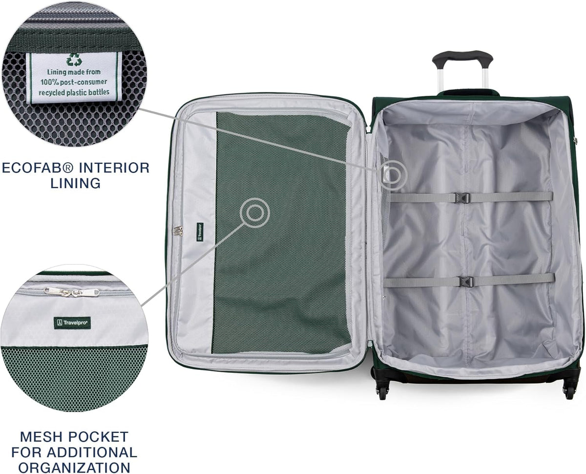 Maxlite 5 Softside Expandable Luggage with 4 Spinner Wheels, Lightweight Suitcase, Men and Women, Slate Green, Carry-on 21-Inch