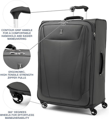 Maxlite 5 Softside Expandable Luggage with 4 Spinner Wheels, Lightweight Suitcase, Men and Women, Slate Green, Carry-on 21-Inch