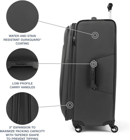 Maxlite 5 Softside Expandable Luggage with 4 Spinner Wheels, Lightweight Suitcase, Men and Women, Slate Green, Carry-on 21-Inch