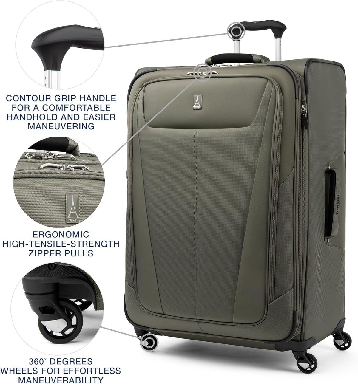 Maxlite 5 Softside Expandable Luggage with 4 Spinner Wheels, Lightweight Suitcase, Men and Women, Slate Green, Carry-on 21-Inch