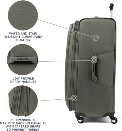 Maxlite 5 Softside Expandable Luggage with 4 Spinner Wheels, Lightweight Suitcase, Men and Women, Slate Green, Carry-on 21-Inch