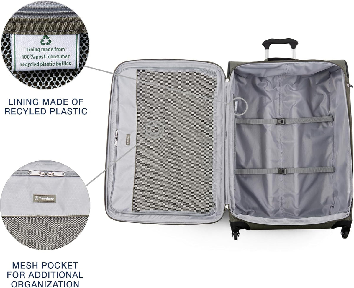 Maxlite 5 Softside Expandable Luggage with 4 Spinner Wheels, Lightweight Suitcase, Men and Women, Slate Green, Carry-on 21-Inch