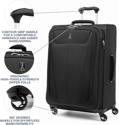 Maxlite 5 Softside Expandable Luggage with 4 Spinner Wheels, Lightweight Suitcase, Men and Women, Slate Green, Carry-on 21-Inch