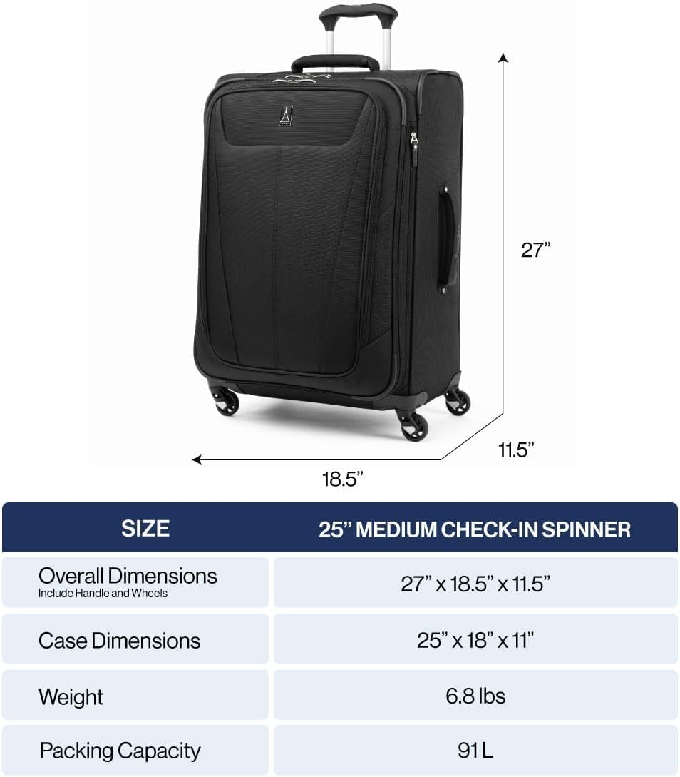 Maxlite 5 Softside Expandable Luggage with 4 Spinner Wheels, Lightweight Suitcase, Men and Women, Slate Green, Carry-on 21-Inch