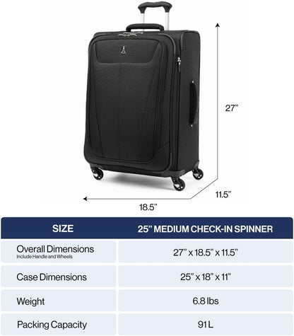 Maxlite 5 Softside Expandable Luggage with 4 Spinner Wheels, Lightweight Suitcase, Men and Women, Slate Green, Carry-on 21-Inch