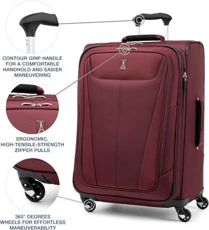 Maxlite 5 Softside Expandable Luggage with 4 Spinner Wheels, Lightweight Suitcase, Men and Women, Slate Green, Carry-on 21-Inch