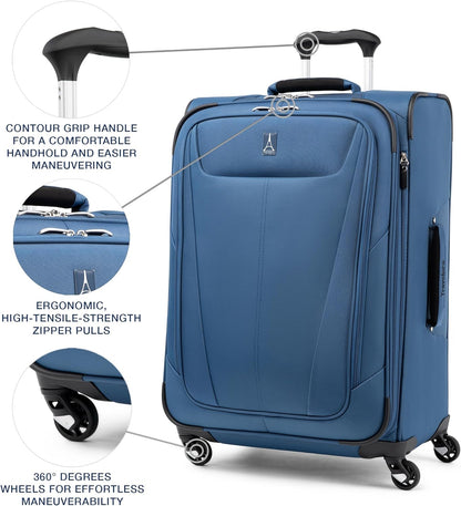 Maxlite 5 Softside Expandable Luggage with 4 Spinner Wheels, Lightweight Suitcase, Men and Women, Slate Green, Carry-on 21-Inch