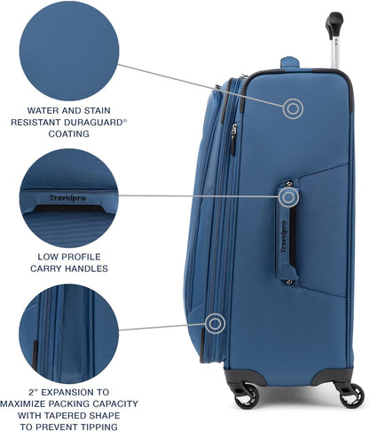 Maxlite 5 Softside Expandable Luggage with 4 Spinner Wheels, Lightweight Suitcase, Men and Women, Slate Green, Carry-on 21-Inch