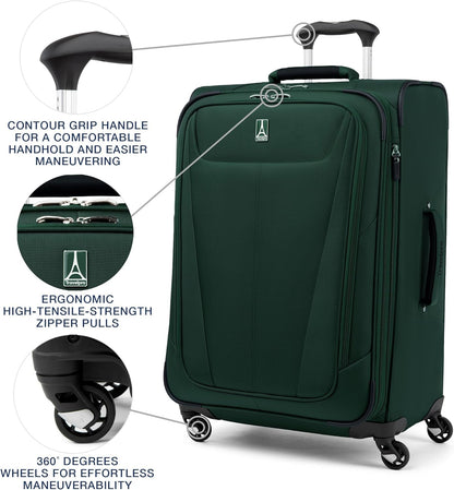 Maxlite 5 Softside Expandable Luggage with 4 Spinner Wheels, Lightweight Suitcase, Men and Women, Slate Green, Carry-on 21-Inch