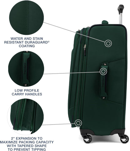 Maxlite 5 Softside Expandable Luggage with 4 Spinner Wheels, Lightweight Suitcase, Men and Women, Slate Green, Carry-on 21-Inch
