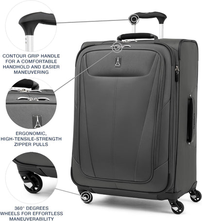 Maxlite 5 Softside Expandable Luggage with 4 Spinner Wheels, Lightweight Suitcase, Men and Women, Slate Green, Carry-on 21-Inch