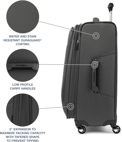 Maxlite 5 Softside Expandable Luggage with 4 Spinner Wheels, Lightweight Suitcase, Men and Women, Slate Green, Carry-on 21-Inch