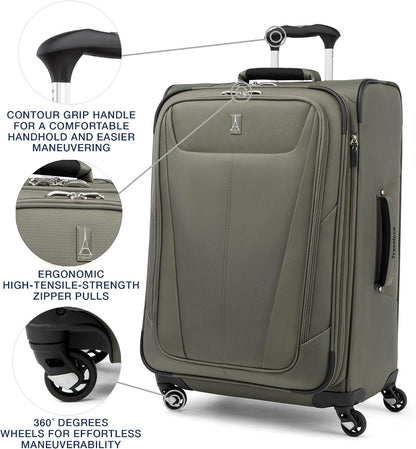 Maxlite 5 Softside Expandable Luggage with 4 Spinner Wheels, Lightweight Suitcase, Men and Women, Slate Green, Carry-on 21-Inch