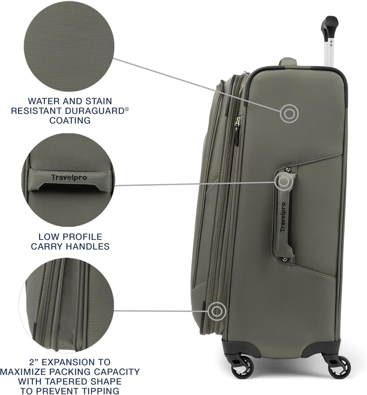 Maxlite 5 Softside Expandable Luggage with 4 Spinner Wheels, Lightweight Suitcase, Men and Women, Slate Green, Carry-on 21-Inch