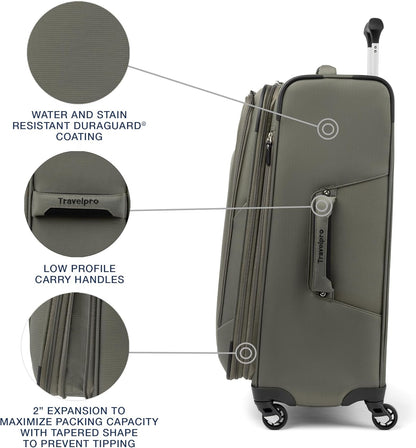 Maxlite 5 Softside Expandable Luggage with 4 Spinner Wheels, Lightweight Suitcase, Men and Women, Slate Green, Carry-on 21-Inch