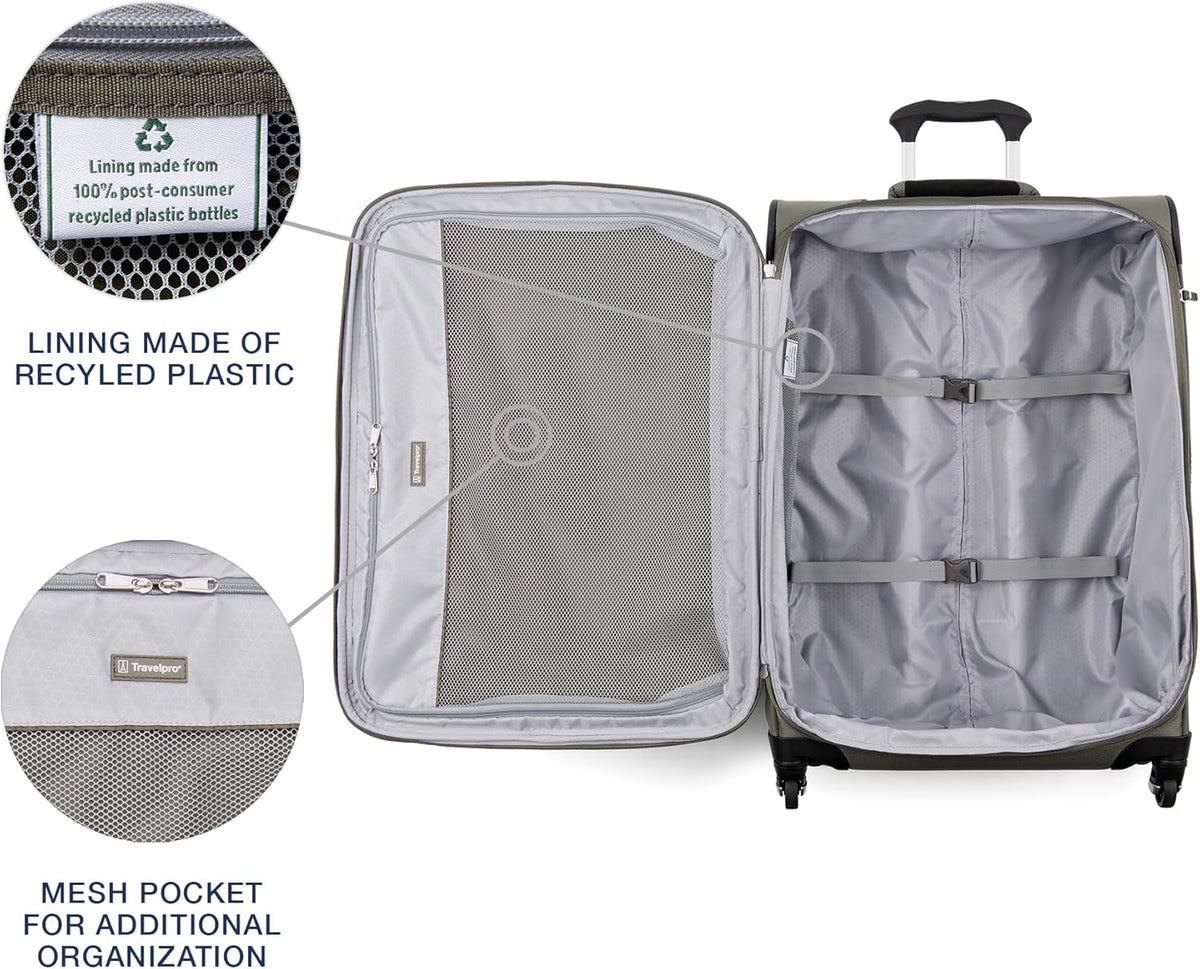 Maxlite 5 Softside Expandable Luggage with 4 Spinner Wheels, Lightweight Suitcase, Men and Women, Slate Green, Carry-on 21-Inch