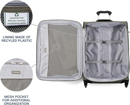 Maxlite 5 Softside Expandable Luggage with 4 Spinner Wheels, Lightweight Suitcase, Men and Women, Slate Green, Carry-on 21-Inch
