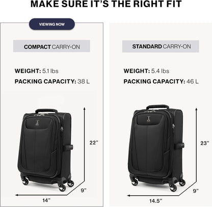 Maxlite 5 Softside Expandable Luggage with 4 Spinner Wheels, Lightweight Suitcase, Men and Women, Slate Green, Carry-on 21-Inch