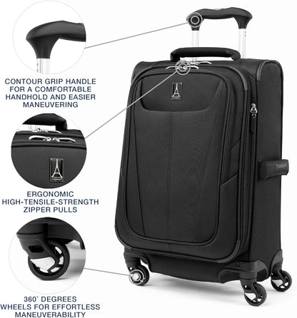Maxlite 5 Softside Expandable Luggage with 4 Spinner Wheels, Lightweight Suitcase, Men and Women, Slate Green, Carry-on 21-Inch