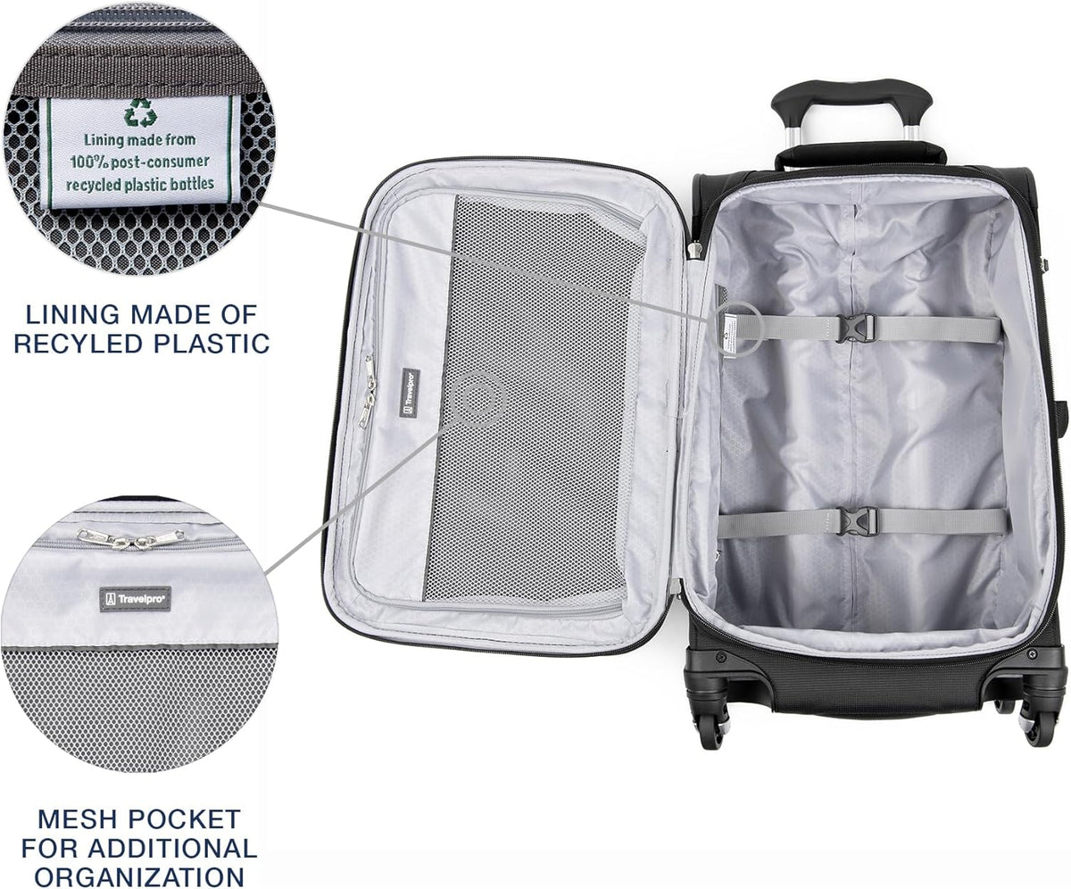 Maxlite 5 Softside Expandable Luggage with 4 Spinner Wheels, Lightweight Suitcase, Men and Women, Slate Green, Carry-on 21-Inch