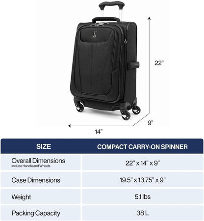 Maxlite 5 Softside Expandable Luggage with 4 Spinner Wheels, Lightweight Suitcase, Men and Women, Slate Green, Carry-on 21-Inch
